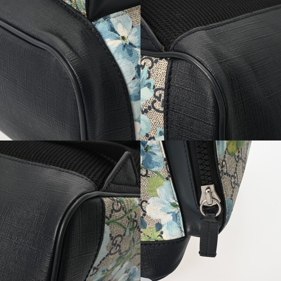 Gucci GG Blooms Backpack Beige Blue Canvas Leather Daypack - Picture 8 of 9